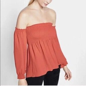 Express Off The Shoulder Top Rust